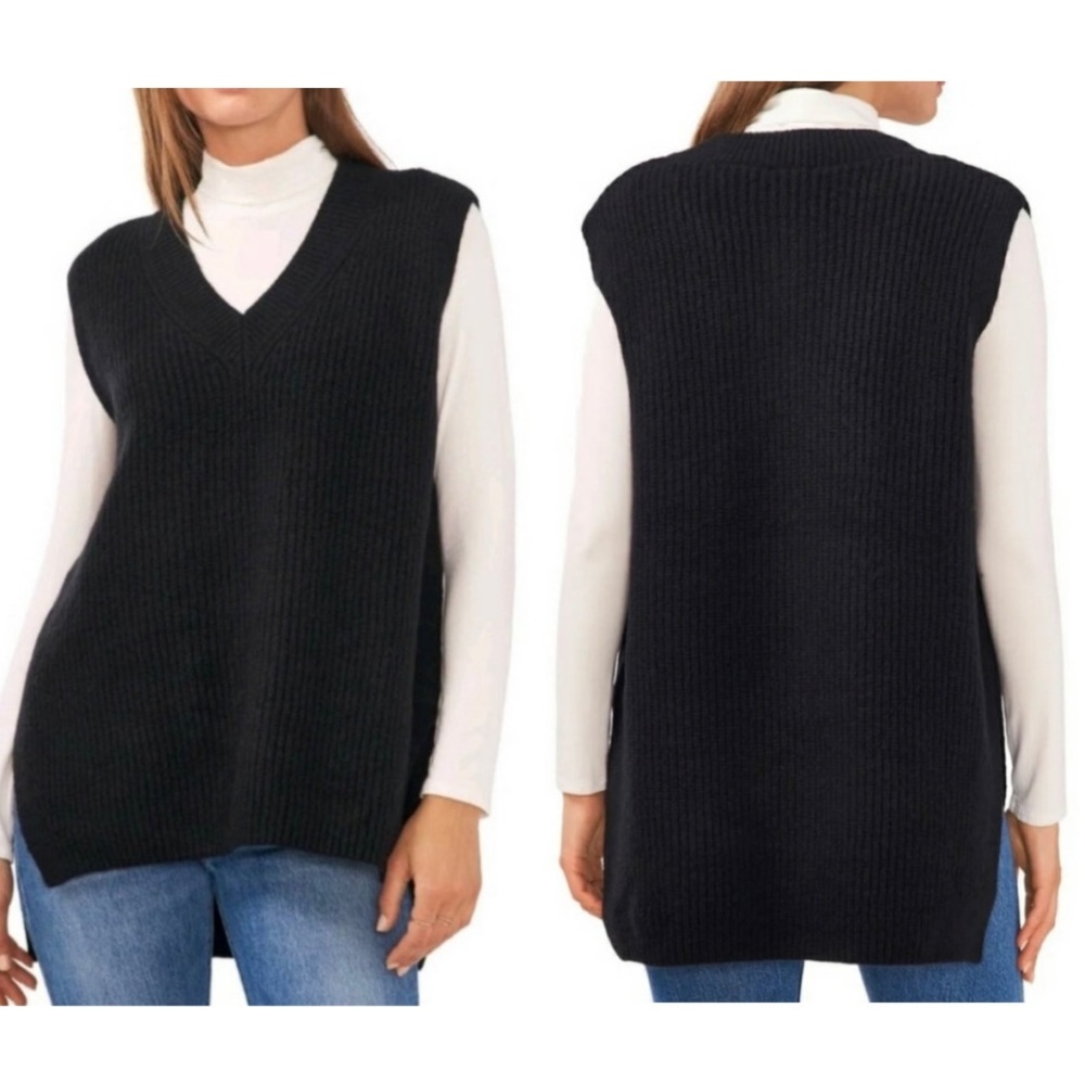 NWT Vince Camuto Black Knit Sweater Vest Size S